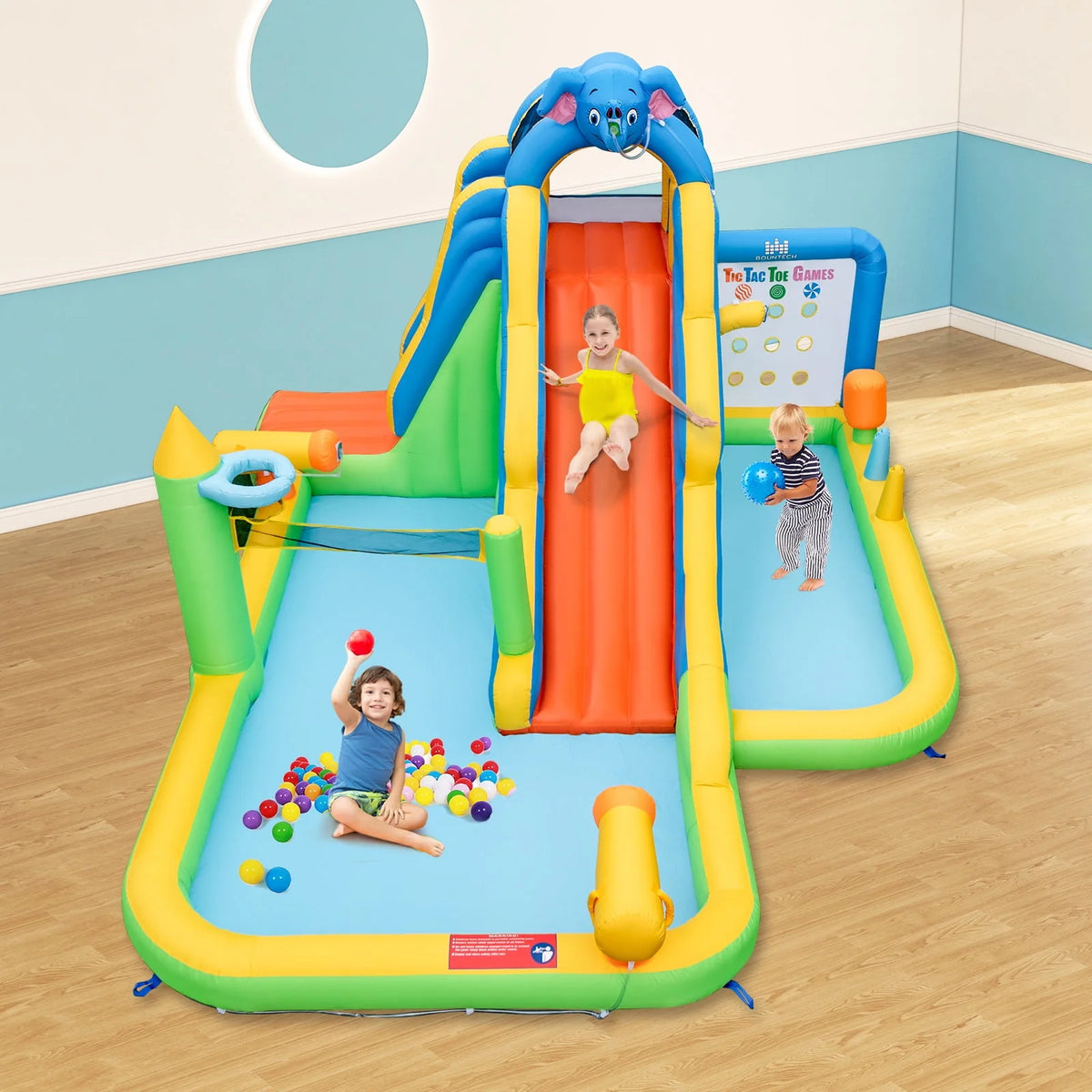 Inflatable Water Slide 9-in-1 Water Park with Splash Pool I569