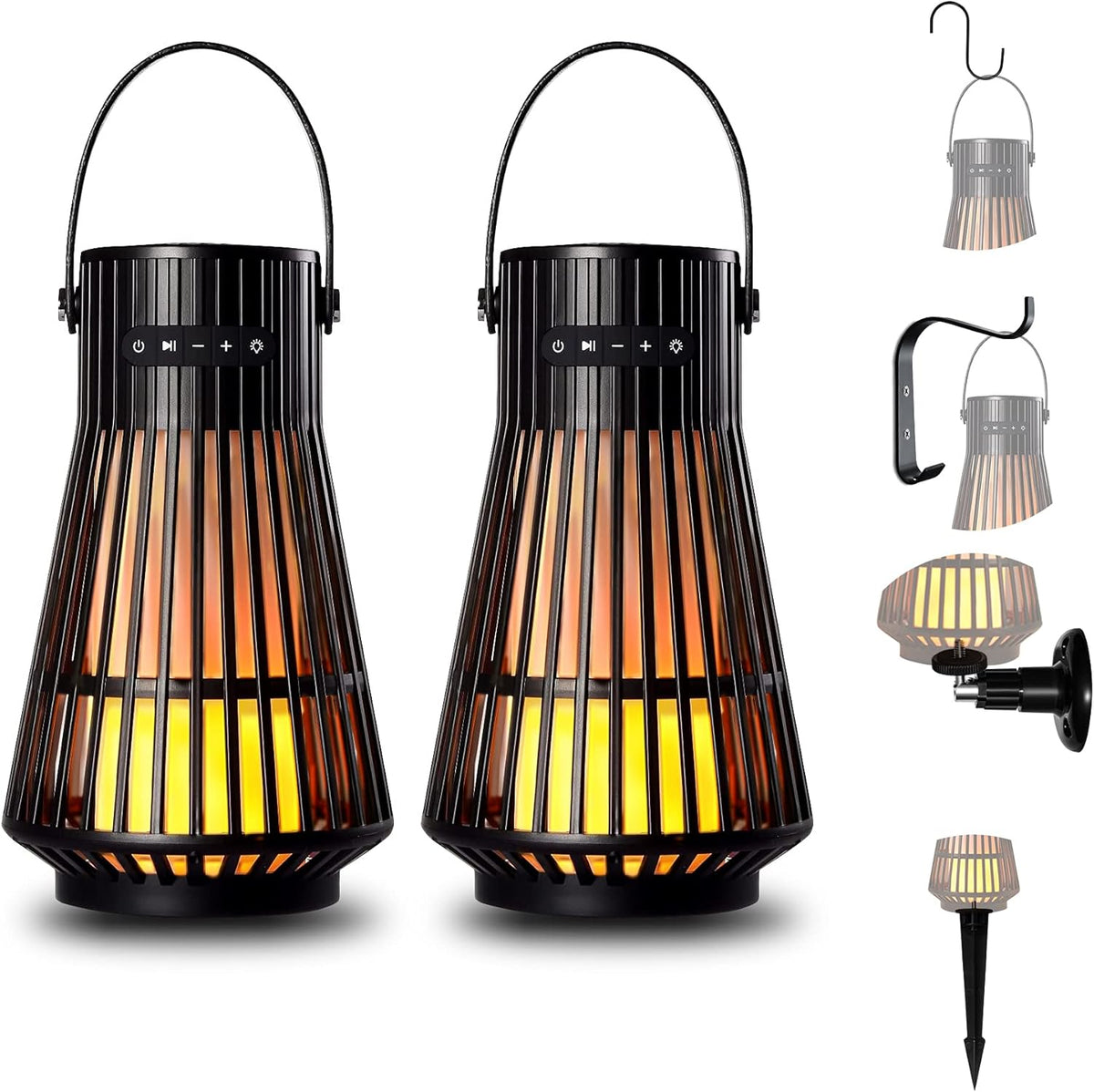 Waterproof LED Flame Tiki Torch Bluetooth Speakers 2 Pack L26951