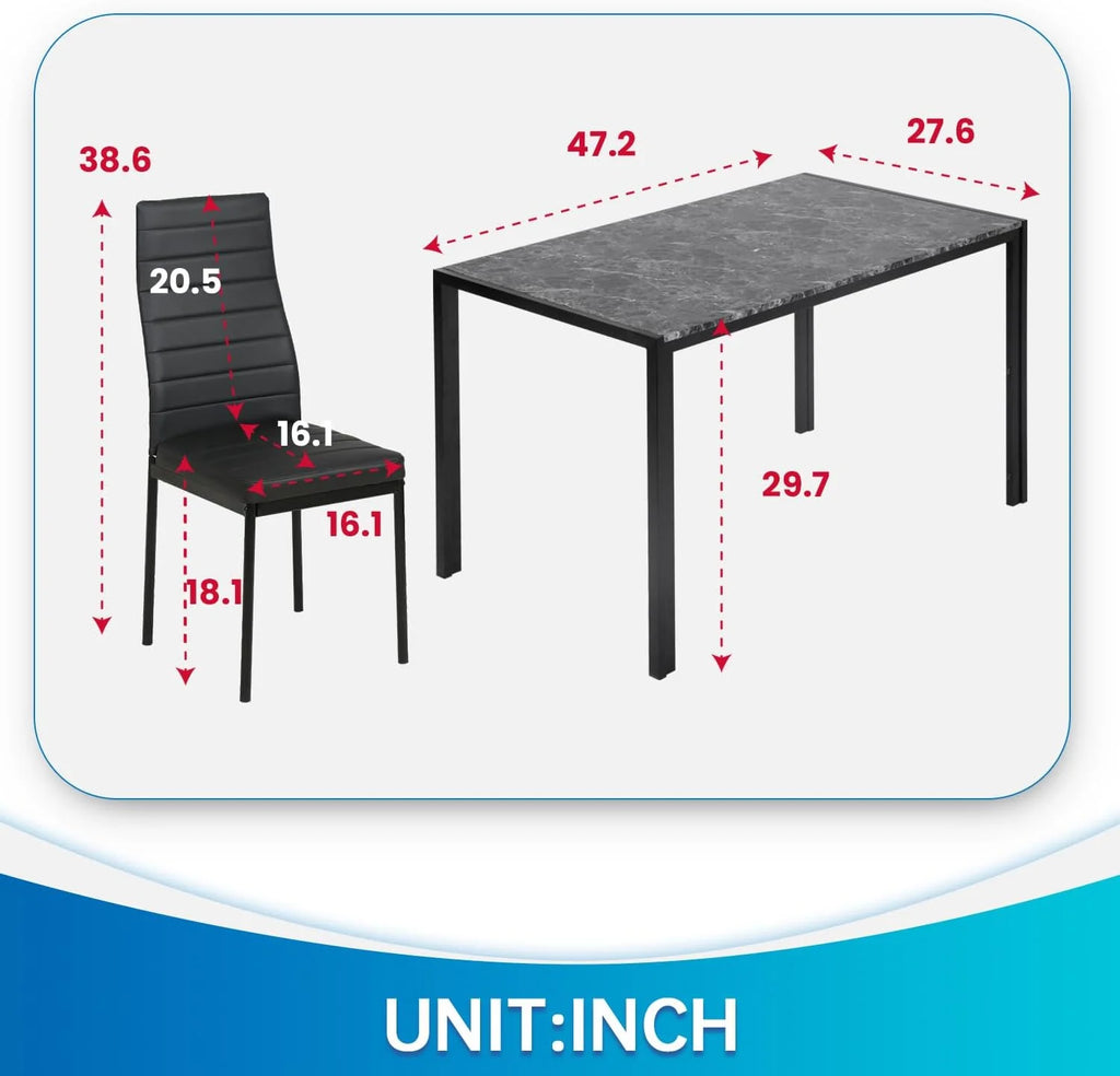5 Piece Marble Grain Dining Table Set Q6207