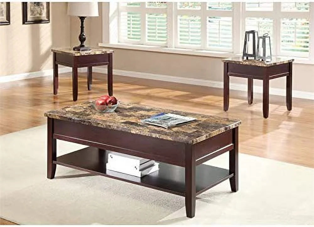 Faux Marble Top End Table P705031