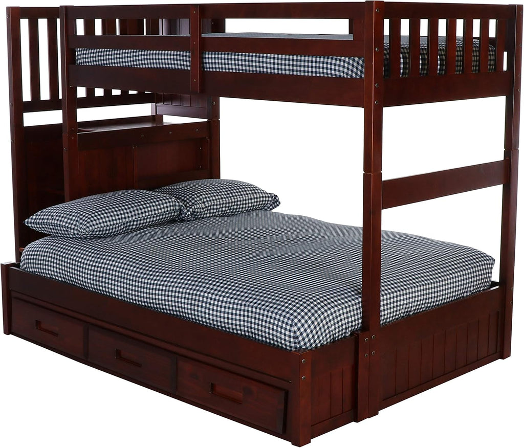 Twin Over Full Staircase Bunk Bed with 3 Drawers F737