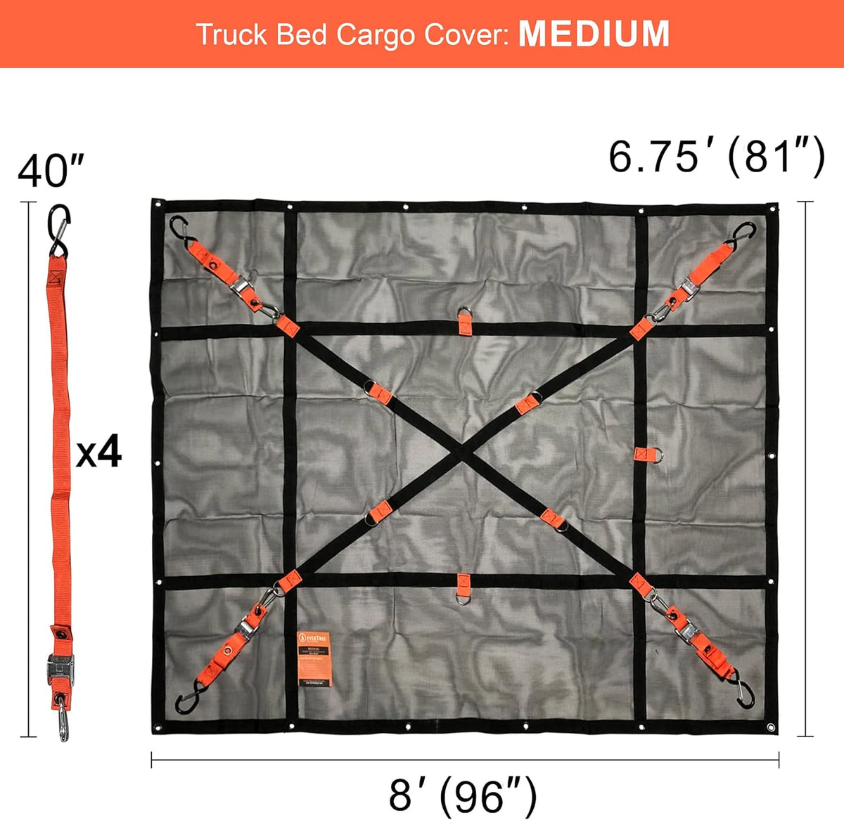Heavy Duty Cargo Net with D-Rings and Straps B105578