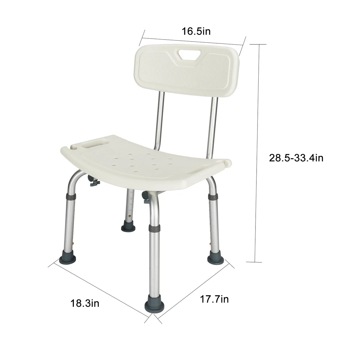 Adjustable Shower Chair Seat Bench with Removable Back I1222