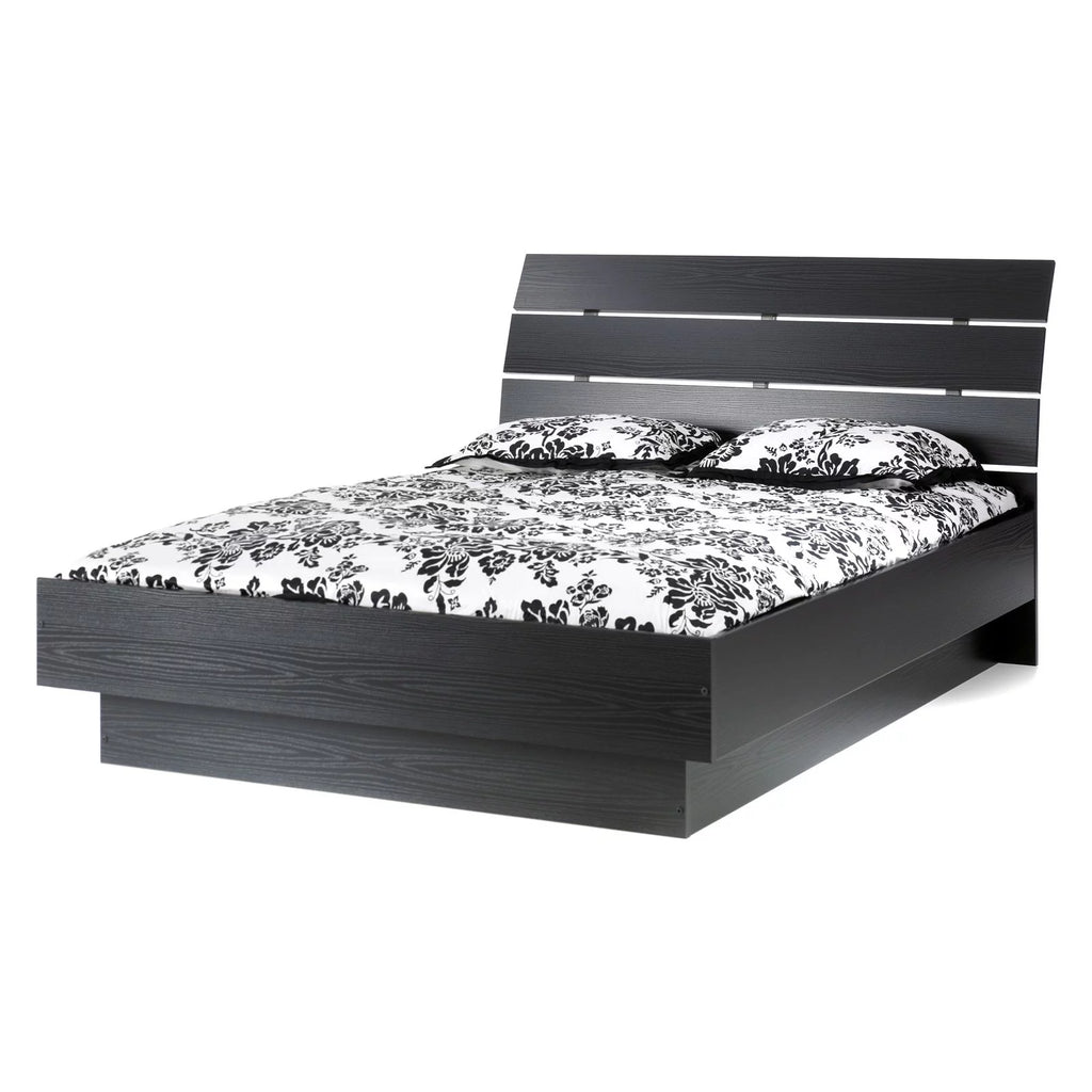 Queen Bed with Slats Black Woodgrain U59518