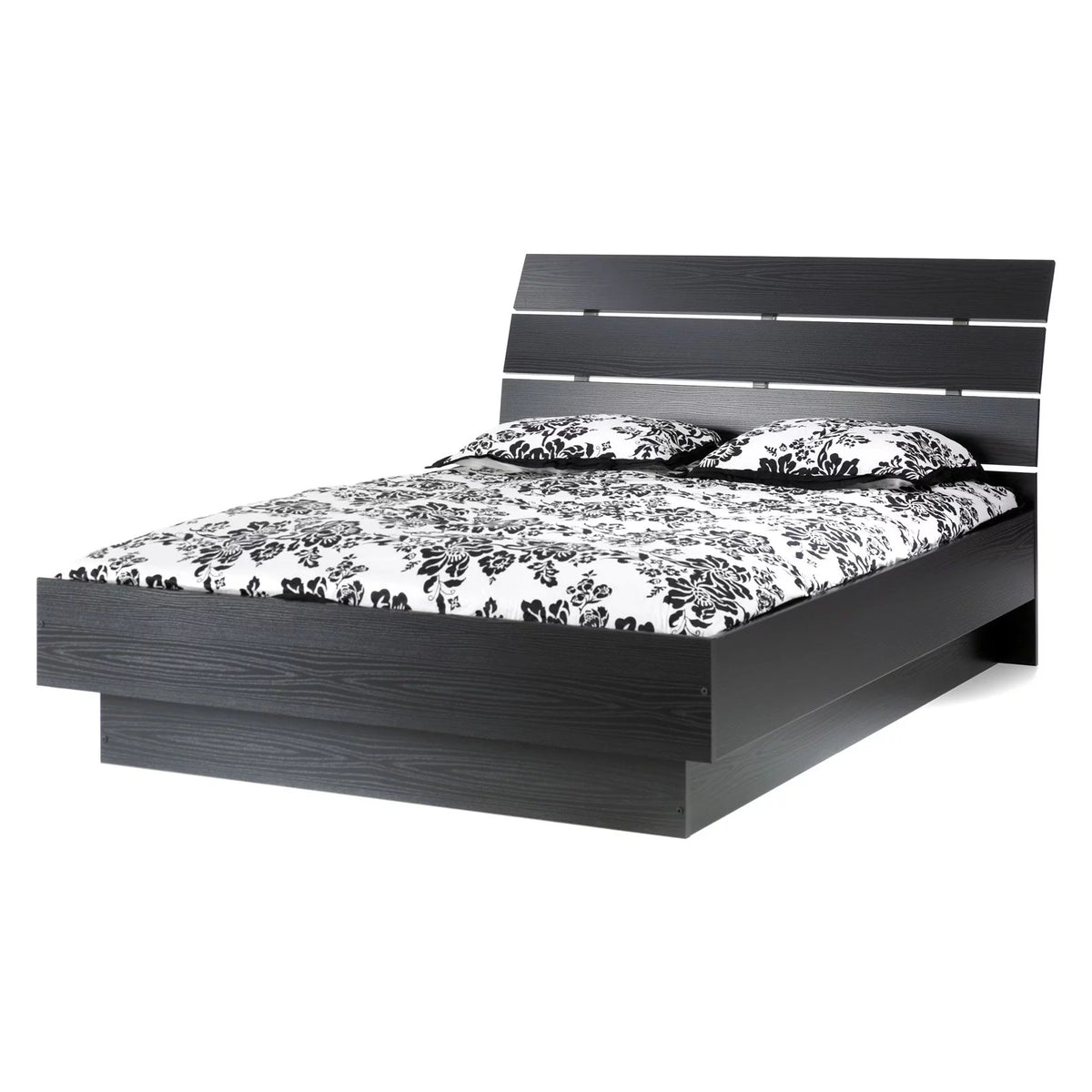 Queen Bed with Slats Black Woodgrain U59518