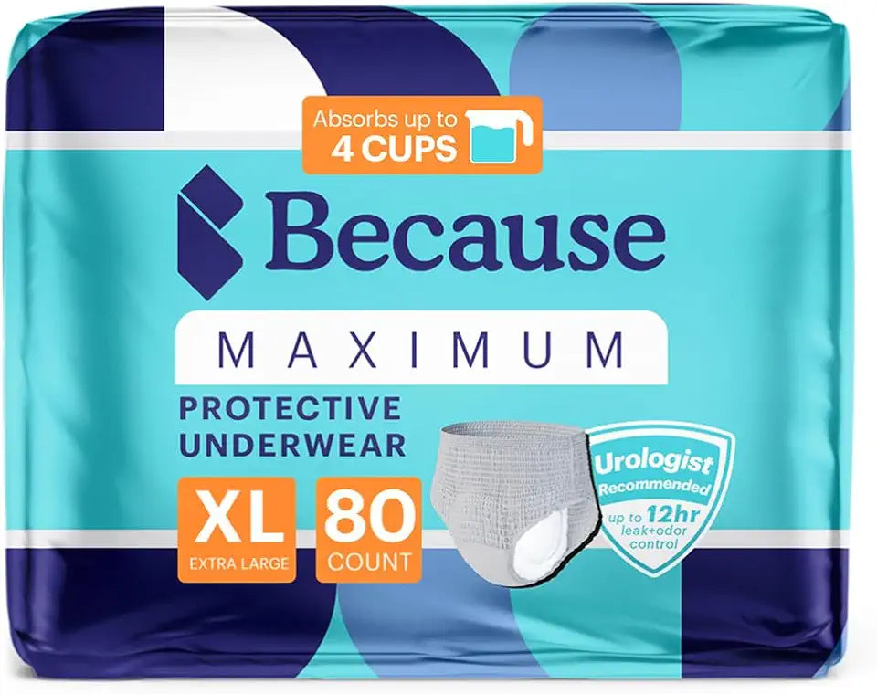 Maximum Incontinence Underwear for Men, Grey, XLarge, 80 Count D361001