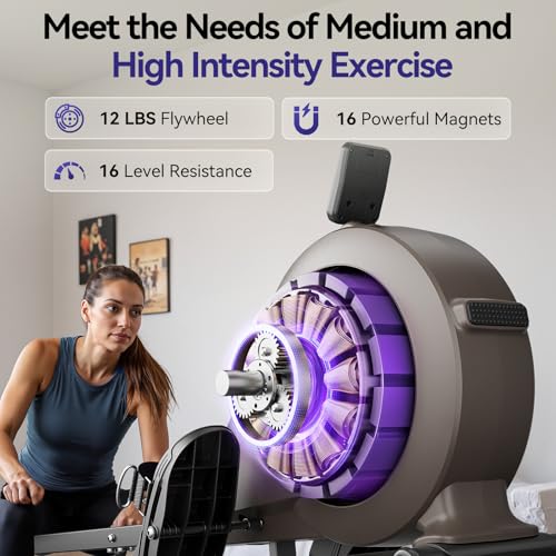 Quiet Magnetic Rowing Machine 350lb Capacity 16 Levels Adjustable Resistance Foldable Q5812