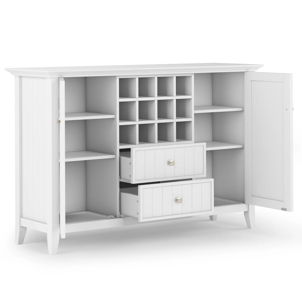White Solid Wood Sideboard Buffet and Wine Rack V192