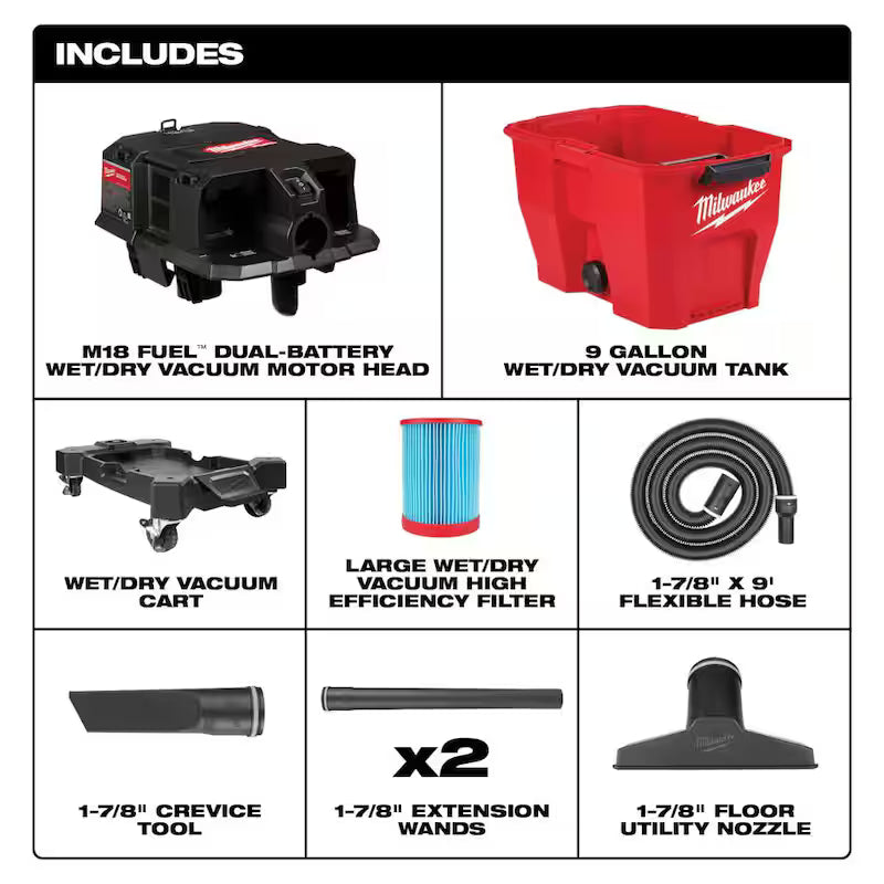9 Gal. Cordless Wet/Dry Shop Vacuum with Right Angle Tool and Bag X191