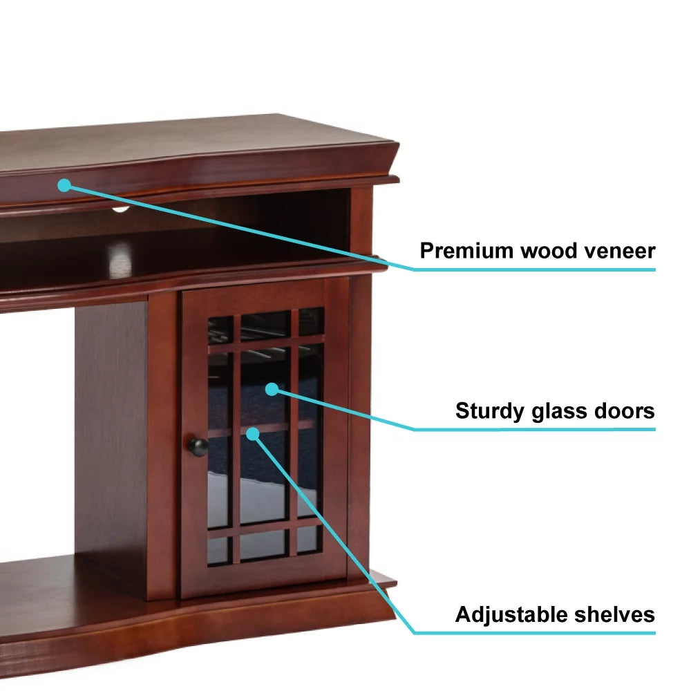 60" x 33" Warm Cherry Finish Fireplace TV Stand J288