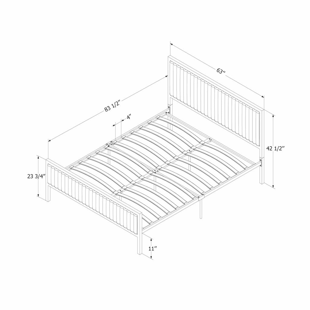 Queen Size Metal-framed Upholstered Bed Set N7626