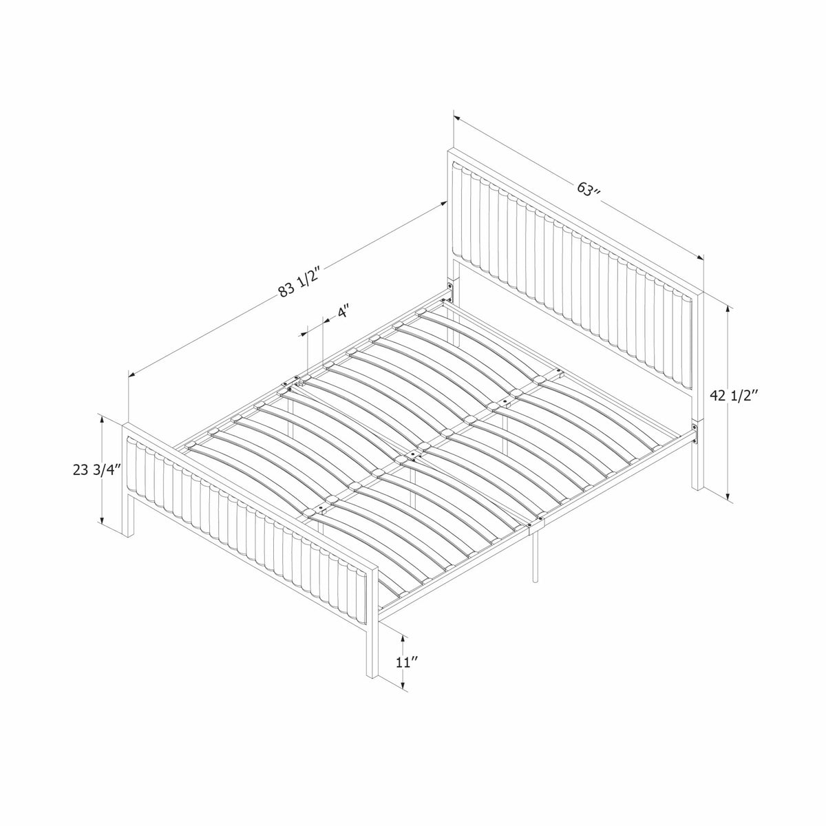 Queen Size Metal-framed Upholstered Bed Set N7626