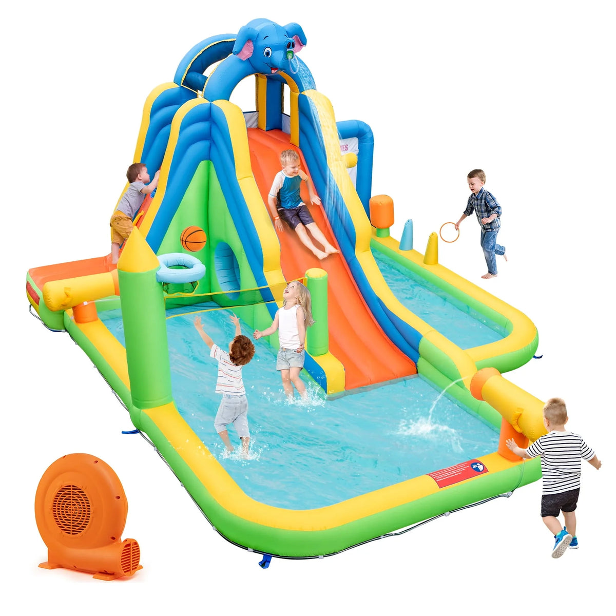 Inflatable Water Slide 9-in-1 Water Park with Splash Pool I569