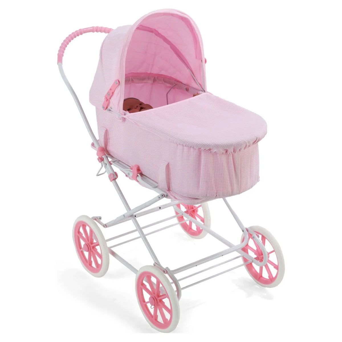 Pink Gingham Doll Pram Carrier Stroller F70112
