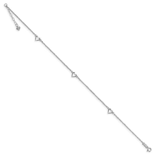 14 Karat White Gold Diamond-cut Hearts Anklet Z7477