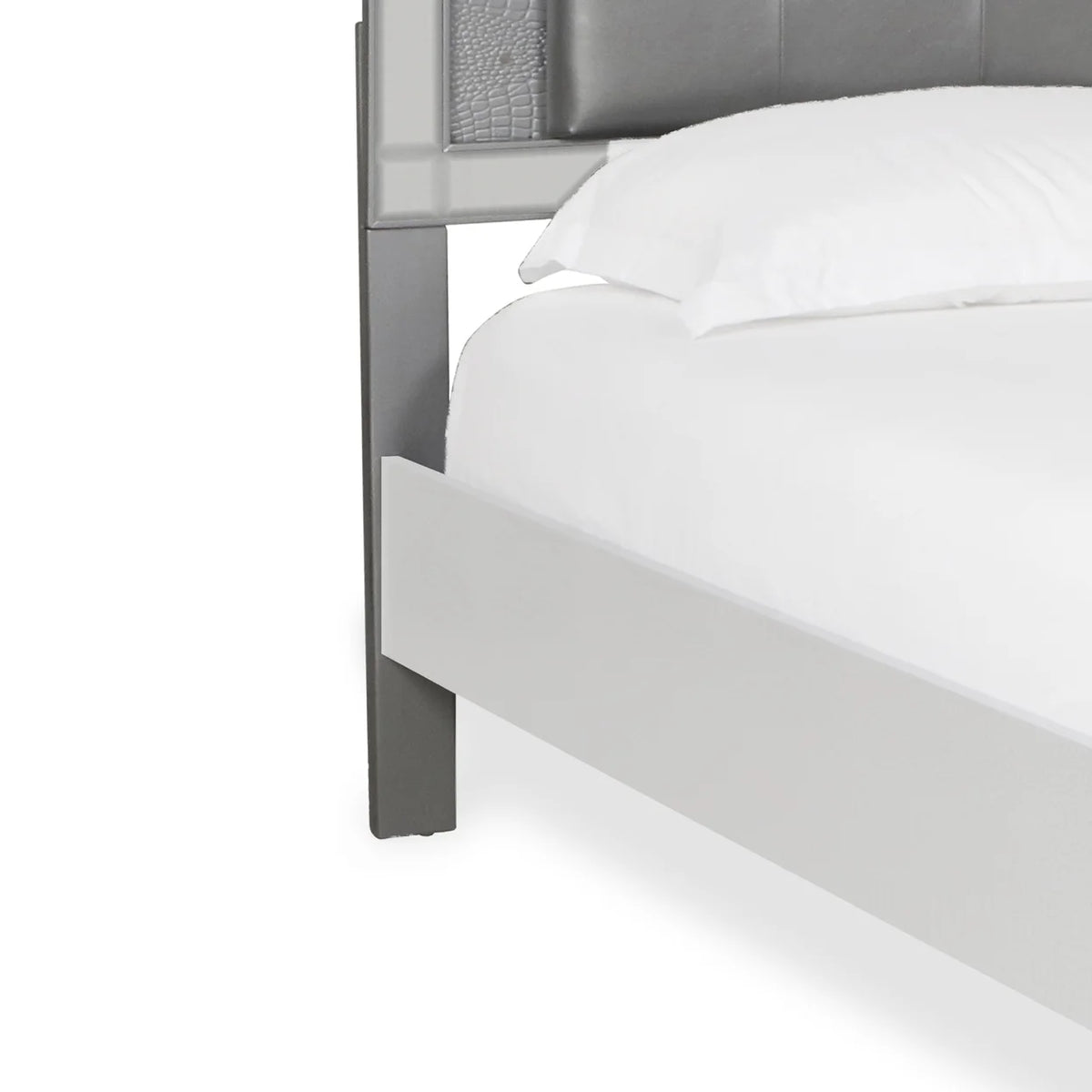 Gray Faux Crystal Tufted Fabric Twin Headboard with LED Trim S993594