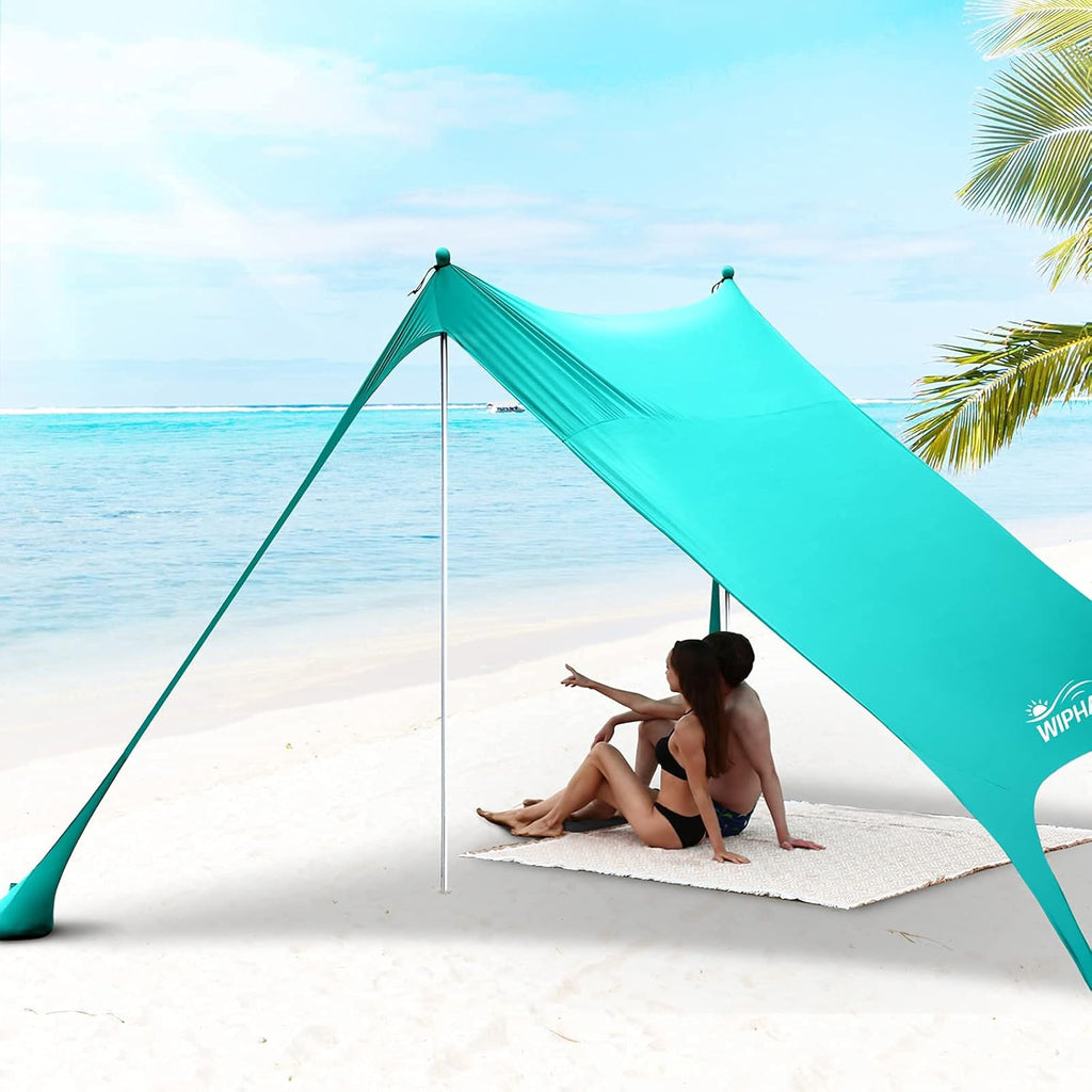 Portable Beach Canopy UPF 50+ 10x10FT 4Poles N357