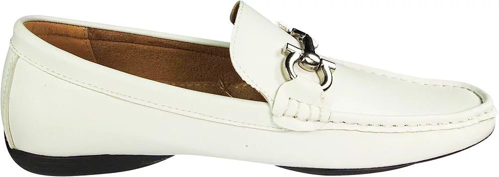 White Faux Leather Loafer Shoes N7666
