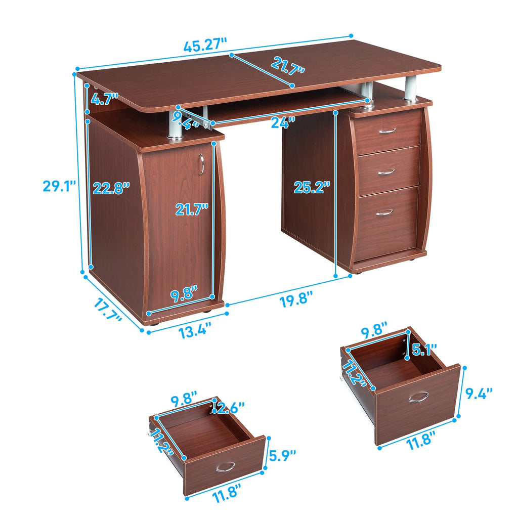 Computer Desk with Drawers Wood W13175