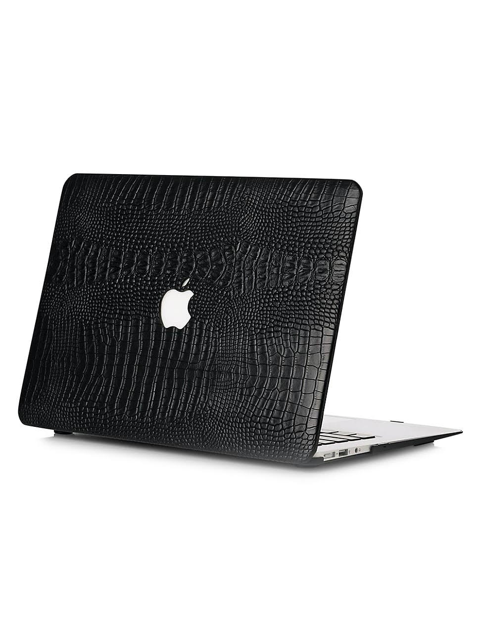 Black Faux Crocodile MacBook Case W686