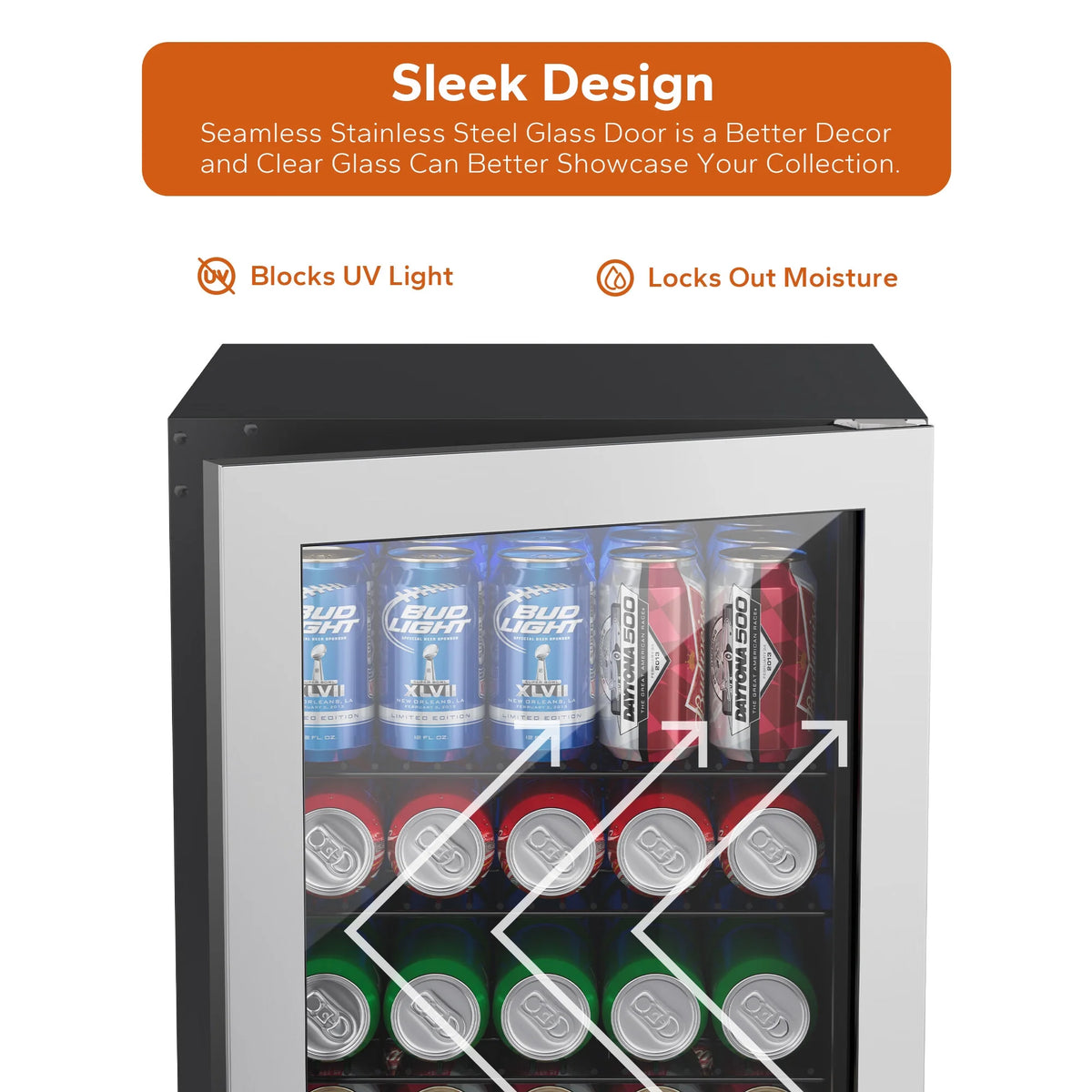 Beverage Refrigerator and Cooler 77 Can Mini Fridge with Glass Door T52046