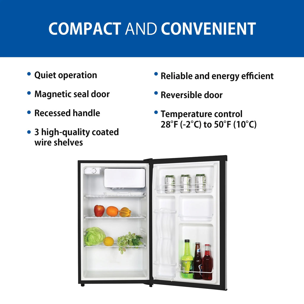 Stainless Steel Compact Fridge with Freezer 4.4 Cu Ft N7153
