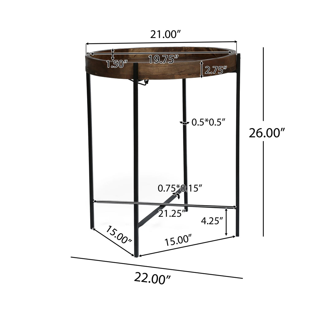 Mango Wood Folding Tray Top Side Table O608200