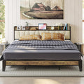King Bed Frame with Storage Headboard and Charging Station Z6912