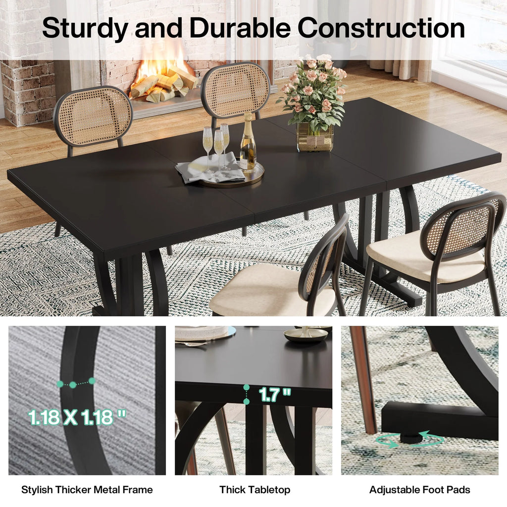 63 in. Dining Table with Heavy Duty Metal Frame C1227