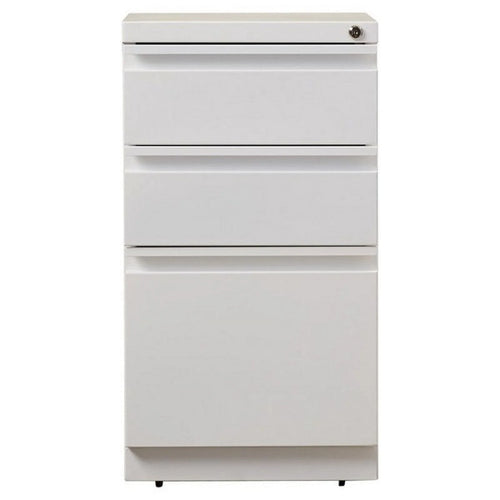 20" 3-Drawer White Metal Mobile File Cabinet A730