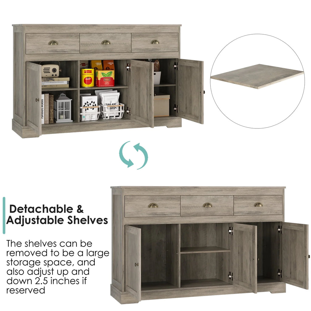 White 3 Drawer 3 Door Sideboard Storage Cabinet V23858