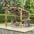 Wooden Grill Gazebo 10 ft. x 11 ft. Cedar Frame with Aluminum Hardtop Roof D6219
