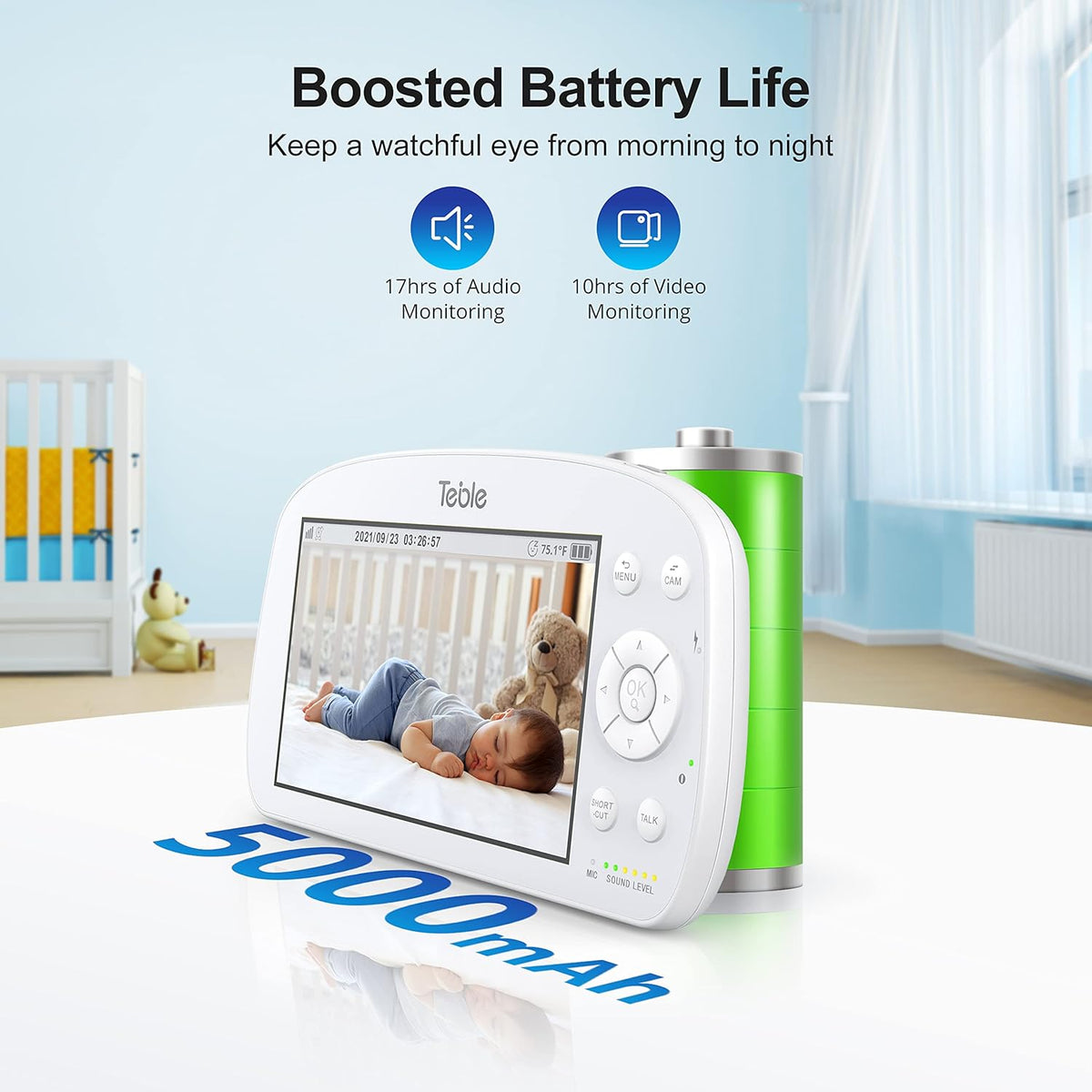 Baby Monitor with Camera and Audio, 5.5 Video Baby Monitor No WiFi with 720P HD Display Night Vision C36818
