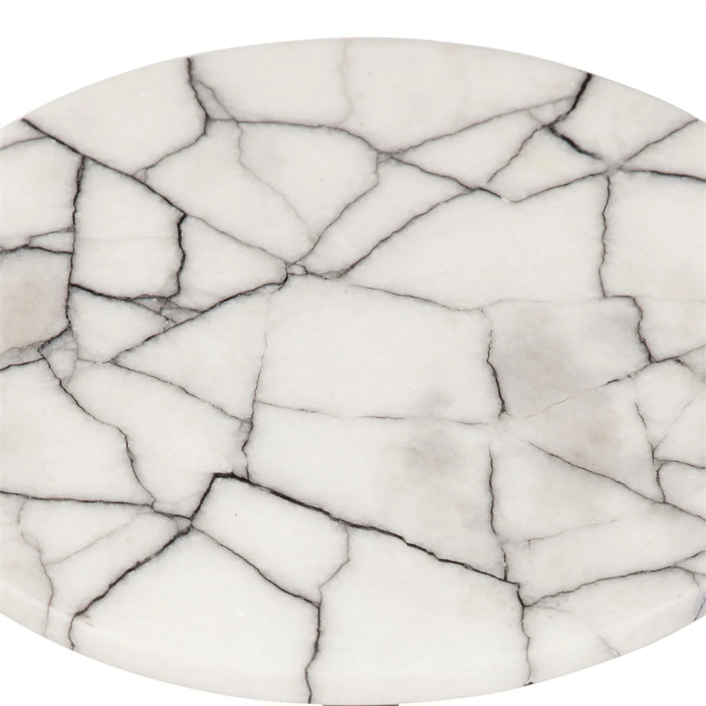 Matte Black Metal and Marble Accent Table P1748