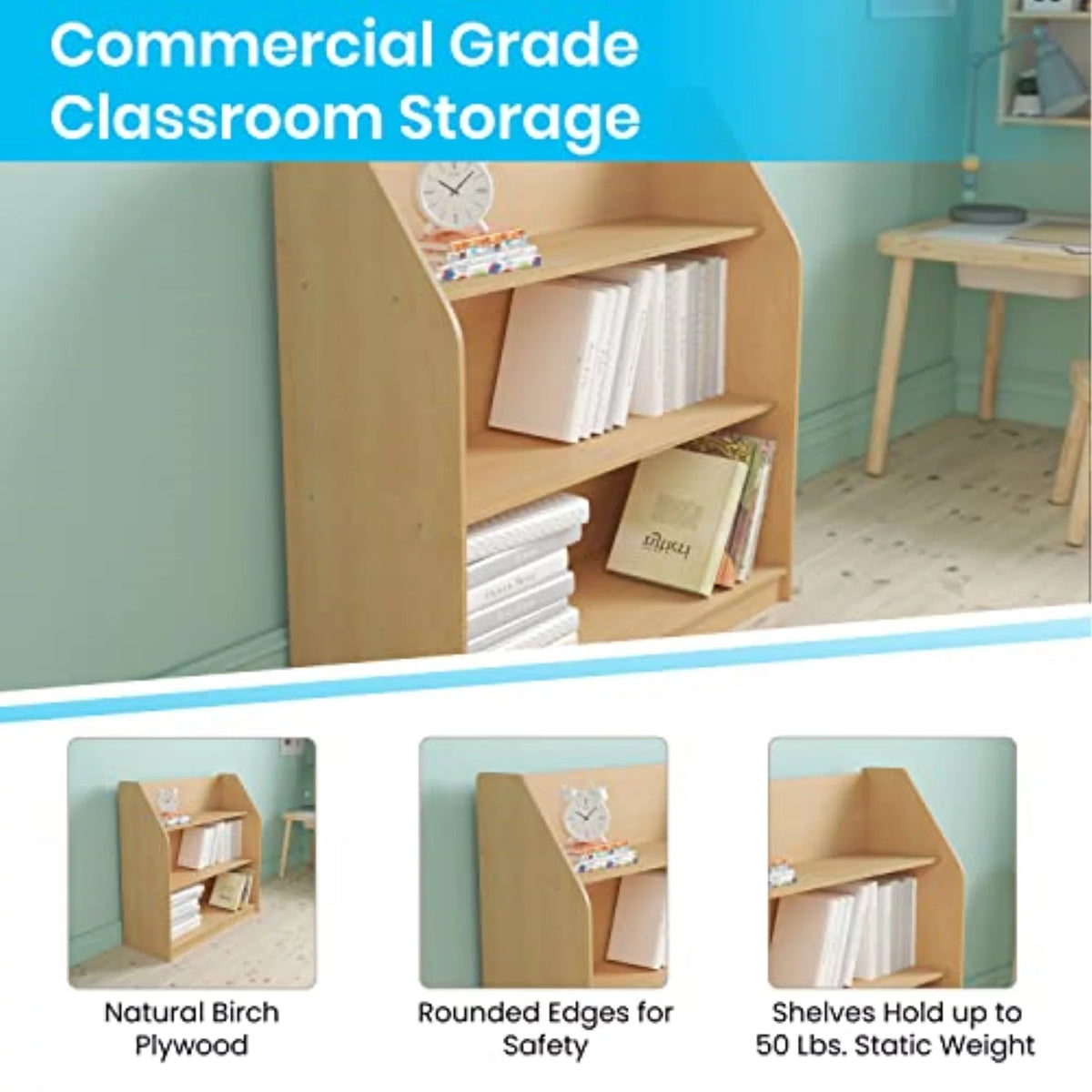 Kids 3 Shelves Wooden Classroom Storage A9572