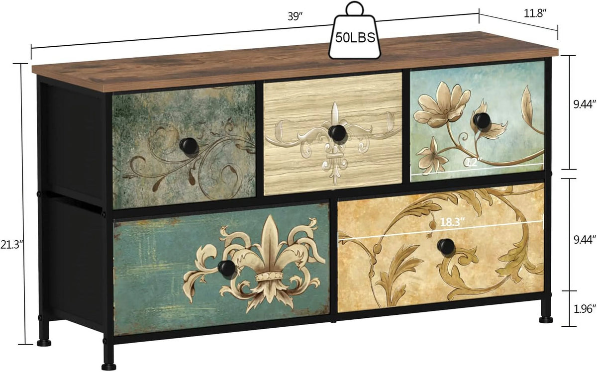 Fabric Dresser with 5 Drawers M733417