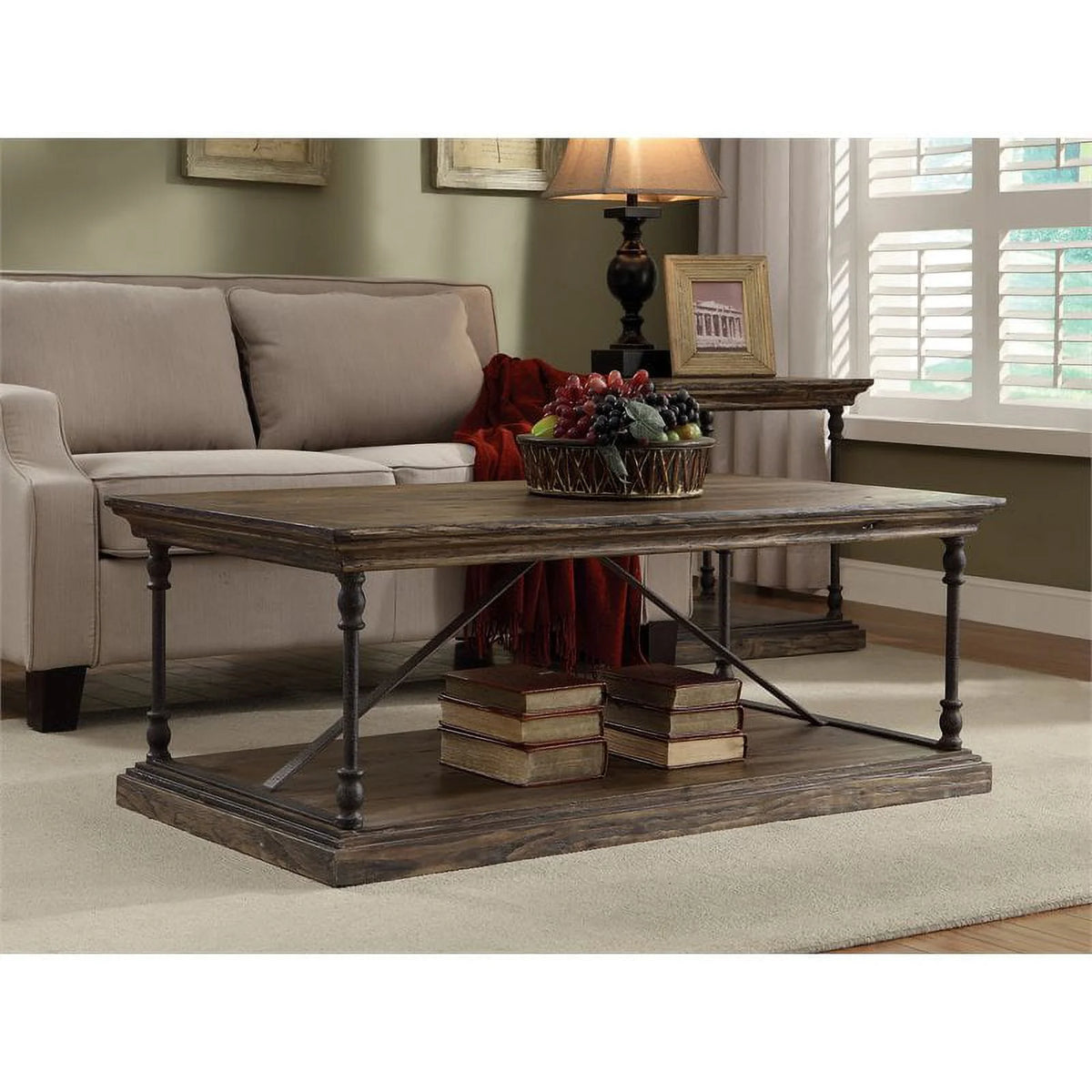 Medium Brown Cocktail Table with Slab Top and Base N8017