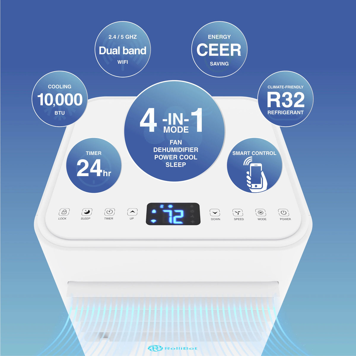 10,000 BTU Portable Air Conditioner & Dehumidifier Q2100