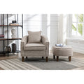 Leopard Gray Linen Polyester Upholstered Barrel Chair with Ottoman J521875