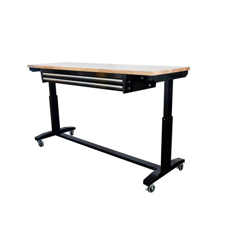 Adjustable Height Workbench Table with 2 Drawers in Black X8926