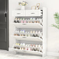 White Narrow 3 Door 2 Drawer Shoe Storage Cabinet H33522