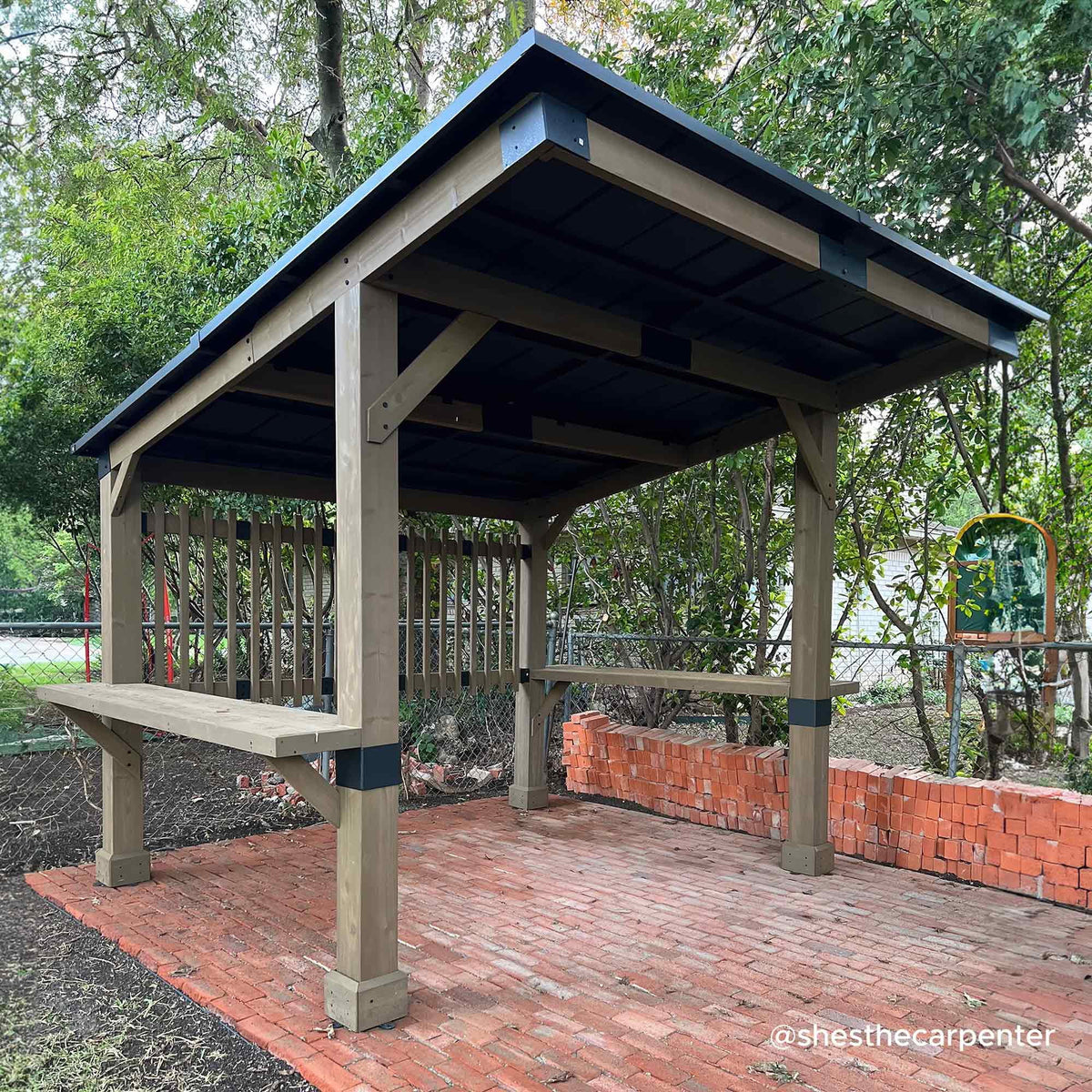 Wooden Grill Gazebo 10 ft. x 11 ft. Cedar Frame with Aluminum Hardtop Roof D6219