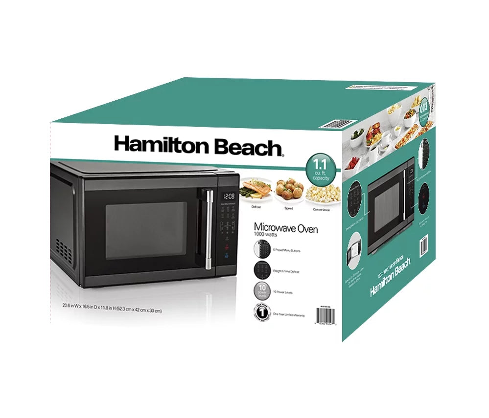 1.1 cu. ft. 1000 Watts White Stainless Steel Microwave Oven Q18040