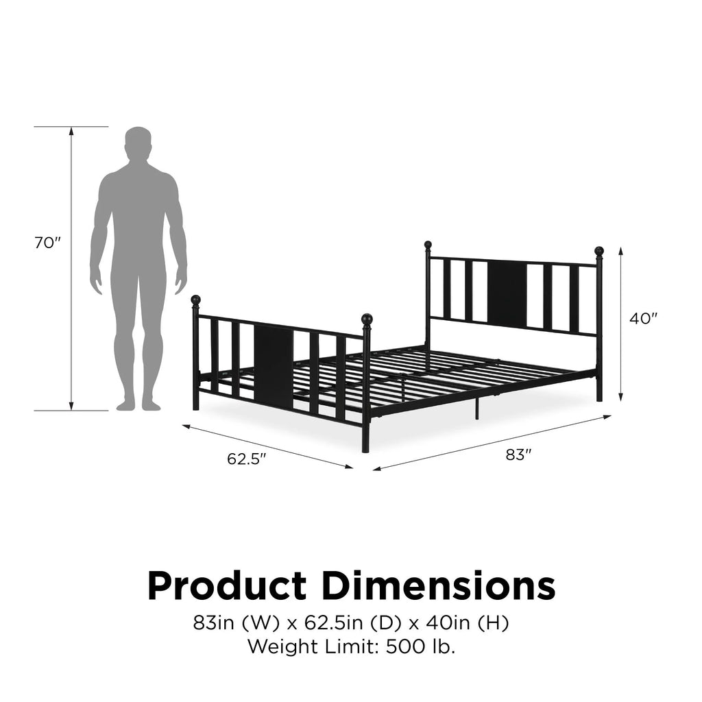 Queen Black Metal Platform Bed U64614