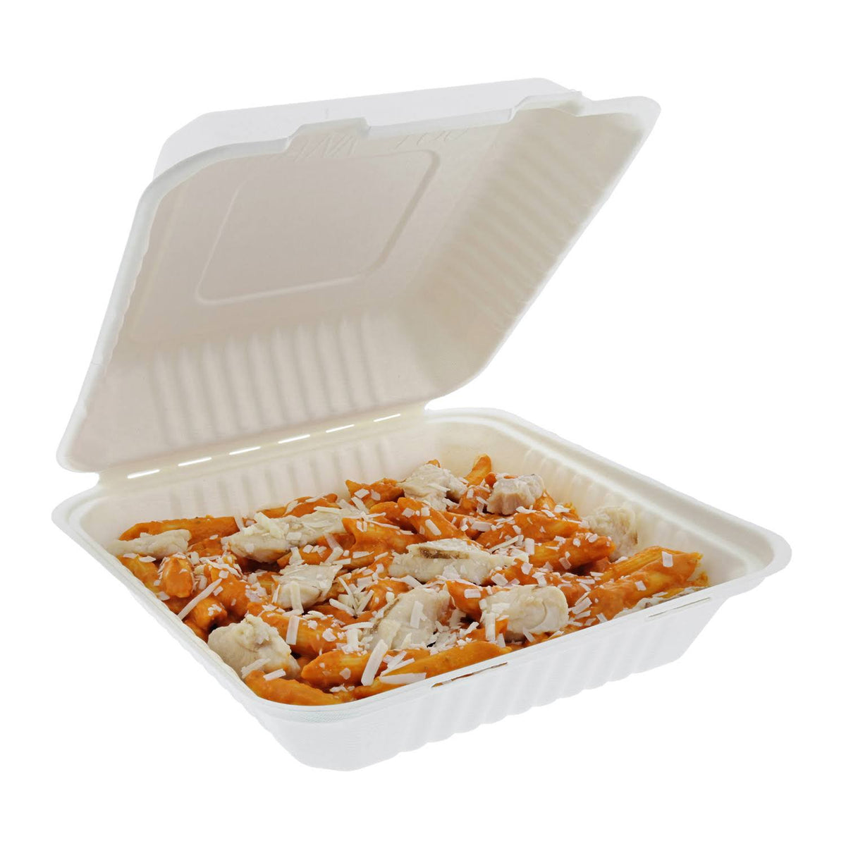 White Molded Fiber Hinged Lid Container G32547
