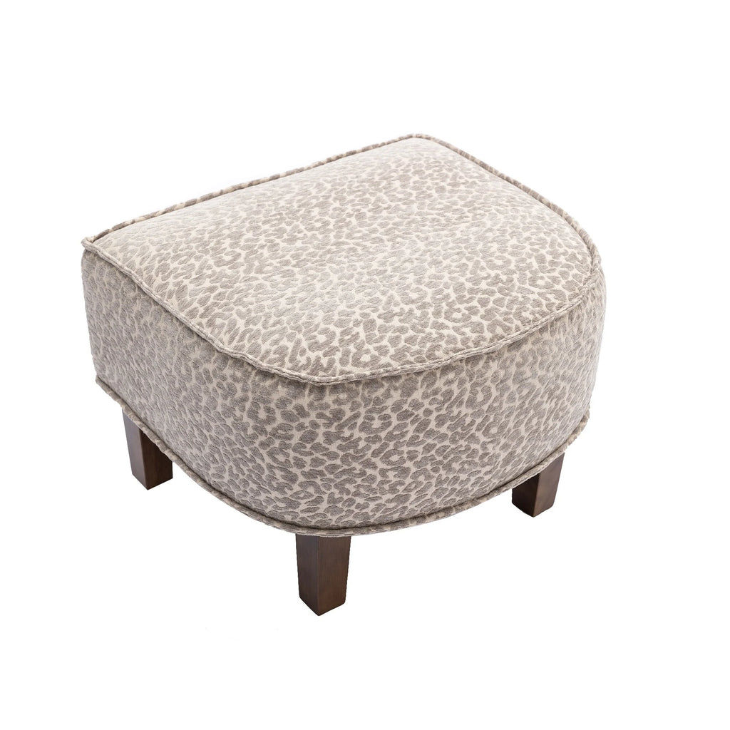 Leopard Gray Linen Polyester Upholstered Barrel Chair with Ottoman J521875