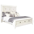 King Wood Panel Bed with LED Lights in White Finish Q273