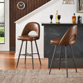 29" Metal Swivel Bar Stools, Set of 2, Brown G638