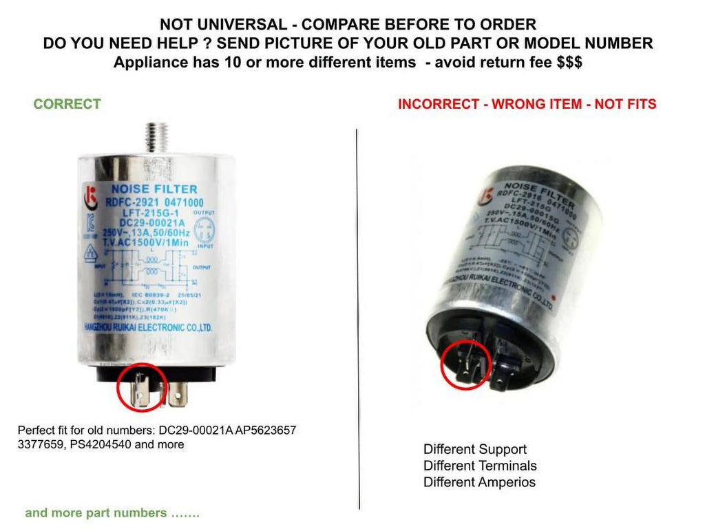 Washer Noise Filter 3" Length D816983