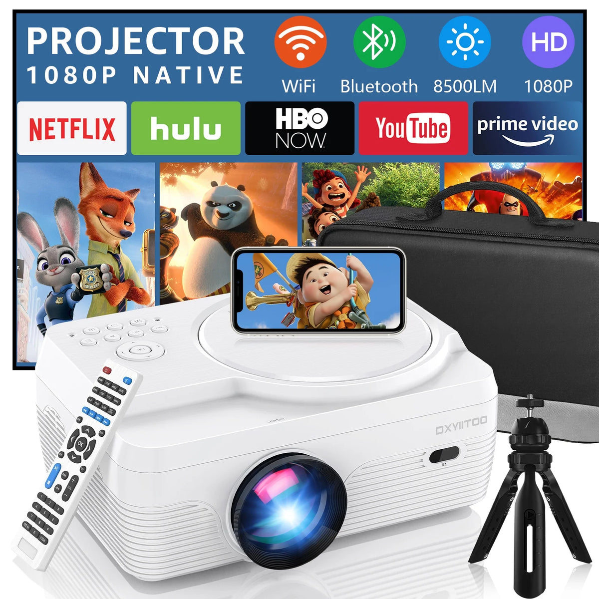Mini Projector Built in DVD Player 8000LM HD 1080P LCD Home Theater Projector H16804